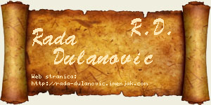 Rada Dulanović vizit kartica